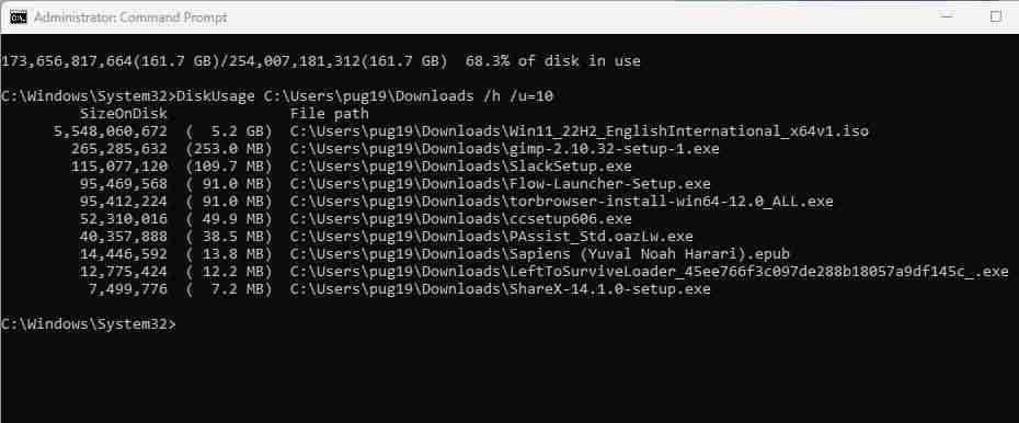 2024如何使用DiskUsage命令分析Windows驱动器空间