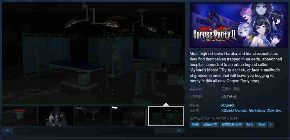 2024年恐怖冒险游戏《尸体派对2：黑暗扭曲》Steam页面开放 明年发行