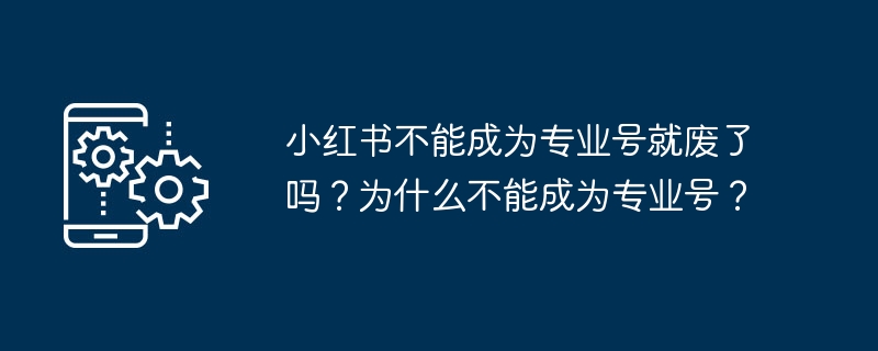 2024年小红书不能成为专业号就废了吗？为什么不能成为专业号？