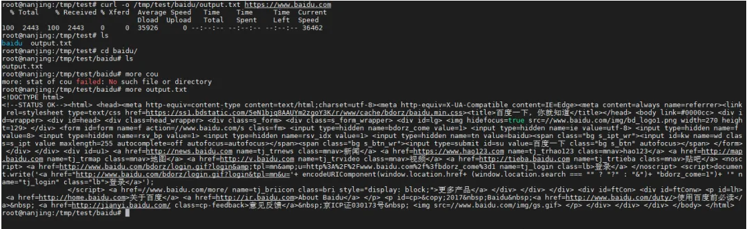Linux-cURL输出保存文件技巧