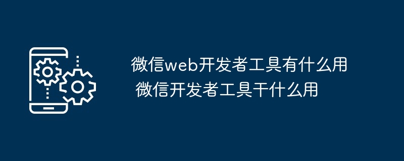 微信web开发者工具-微信开发者工具功能解析