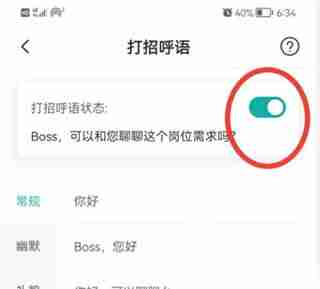 Boss直聘打招呼语开启教程