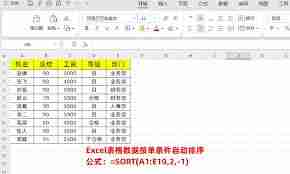 Excel自动排序公式使用教程