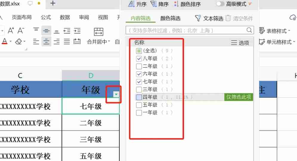 WPS电脑版表格数据筛选技巧